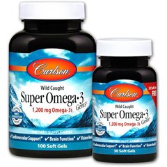 Фотография - Риб'ячий жир Wild Caught Super Omega·3 Gems Fish Oil Carlson Labs 1200 мг 100+30 капсул