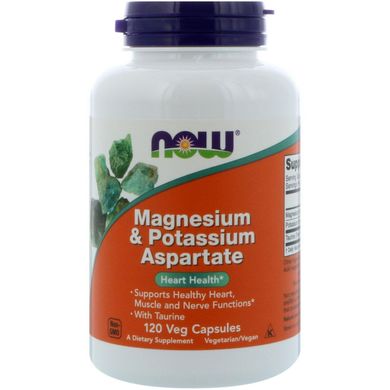 Магній і калій аспартат Magnesium & Potassium Aspartate Now Foods 120 капсул