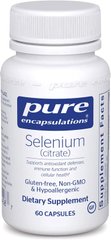 Селен цитрат Selenium citrate Pure Encapsulations 200 мкг 60 капсул