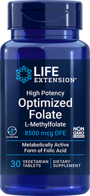 Фотография - Витамин В9 Фолат Optimized Folate Life Extensions 5000 мкг 30 таблеток