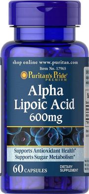 Альфа-липоевая кислота Alpha Lipoic Acid Puritan's Pride 600 мг 60 капсул