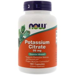 Калій цитрат Potassium Citrate Now Foods 99 мг 180 капсул