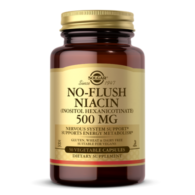 Витамин В3 Ниацин No-Flush Niacin Solgar 500 мг 50 капсул