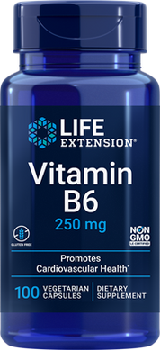 Вітамін В6 піридоксин Vitamin B6 Life Extension 250 мг 100 капсул