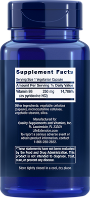 Витамин В6 пиридоксин Vitamin B6 Life Extension 250 мг 100 капсул