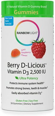 Фотография - Вітамін D3 Berry D-Licious Vitamin D3 Rainbow Light 2500 МО малина 50 жувальних цукерок