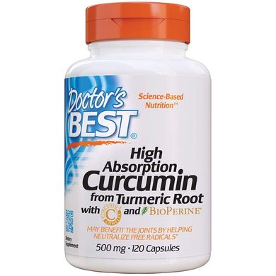 Куркумин High Absorption Curcumin with C3 Complex and BioPerine Doctor's Best 500 мг 120 капсул