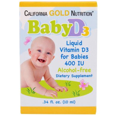 Фотография - Вітамін D3 для дітей Baby Vitamin D3 California Gold Nutrition в краплях 400 МО 10 мкг 10 мл