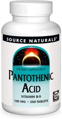 Вітамін В5 Пантотенова кислота Pantothenic Acid Source Naturals 100 мг 250 таблеток