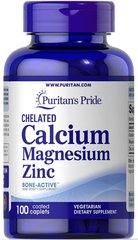 Кальцій-магній-цинк Chelated Calcium Magnesium Zinз Puritan's Pride 100 каплет