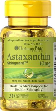 Астаксантин Natural Astaxanthin Puritan's Pride 10 мг 30 капсул