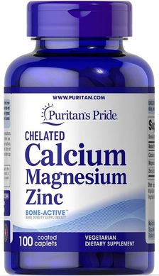 Кальций магний цинк Chelated Calcium Magnesium Zinс Puritan's Pride 100 каплет