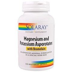 Магній і калій аспартат Magnesium and Potassium Solaray 120 капсул