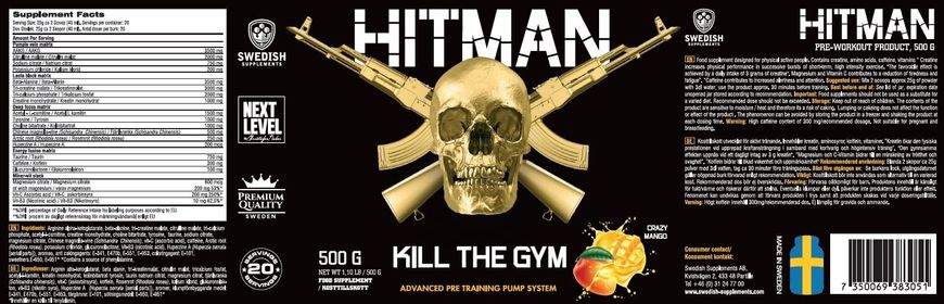 Предтренировний комплекс Hitman Kill the GYM Swedish Supplements манго 500 г