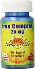 Залізо Iron Complex Nature's Life 25 мг 50 капсул