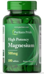 Магній Magnesium Puritan's Pride 500 мг 100 таблеток