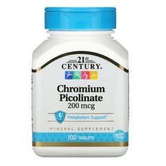 Хром піколінат Chromium Picolinate 21st Century 200 мкг 100 таблеток