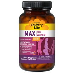 Фотография - Мультивитамины для женщин без железа Max for Women Iron free Multivitamin & Mineral Country Life 120 капсул