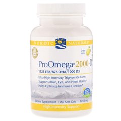 Фотография - Рыбий жир Омега-3 + витамин D3 ProOmega 2000-D Nordic Naturals лимон 1250 мг 120 капсул