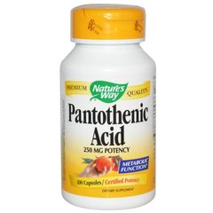 Вітамін В5 Пантотенова кислота Pantothenic Acid Nature's Way 250 мг 100 капсул