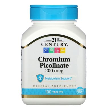 Хром пиколинат Chromium Picolinate 21st Century 200 мкг 100 таблеток