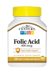 Фотография - Вітамін В9 Фолієва кислота Folic Acid 21st Century 400 мкг 250 таблеток