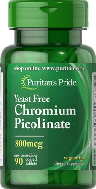 Хром пиколинат Chromium Picolinate Puritan's Pride без дрожжей 800 мкг 90 таблеток