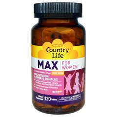Фотография - Вітаміни для жінок Max for Women with Iron Multivitamin & Mineral Country Life 120 таблеток