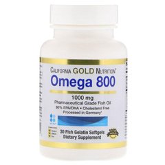 Фотография - Рыбий жир Omega 800 California Gold Nutrition 80% EPA/DHA 1000 мг 30 капсул