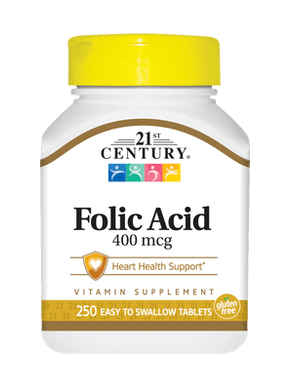 Фотография - Вітамін В9 Фолієва кислота Folic Acid 21st Century 400 мкг 250 таблеток