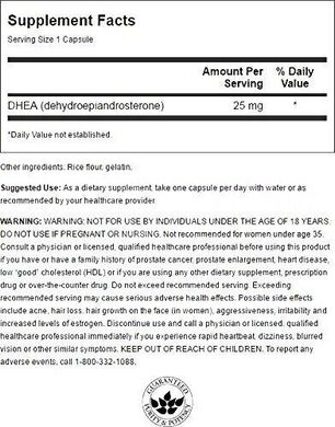 Фотография - DHEA Дегідроепіандростерон DHEA Swanson 25 мг 30 капсул