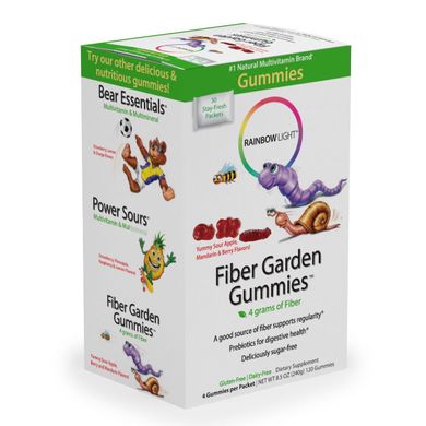 Пищевые волокна для детей Fiber Garden Gummies Rainbow Light ягоды яблоко и мандарин 30 пакетиков