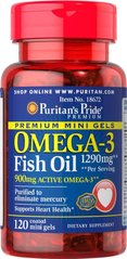 Фотография - Омега-3 риб'ячий жир Omega-3 Fish Oil Puritan's Pride 1290 мг 450 активного омега-3 120 капсул