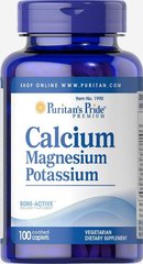 Кальций магній калій Calcium Magnesium Potassium Puritan's Pride 250 мг/49 мг 100 таблеток