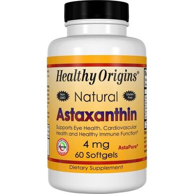 Астаксантин Astaxanthin Healthy Origins 4 мг 60 гелевых капсул