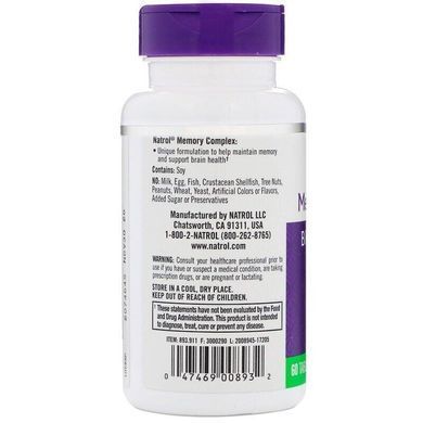 Фотография - Витамины для памяти Memory Complex Natrol 60 таблеток
