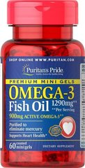 Фотография - Омега-3 риб'ячий жир Omega-3 Fish Oil Puritan's Pride 1290 мг 900 мг активного 60 капсул