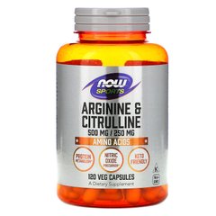 Аргінін і цитрулін Arginine & Citrulline Now Foods 500/250 120 капсул