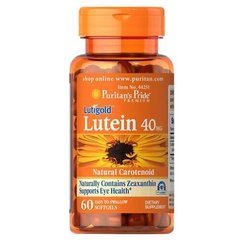 Фотография - Лютеїн для зору з зеаксантином Lutein with Zeaxanthin Puritan's Pride 40 мг 60 капсул