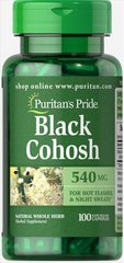 Клопогон гроновидний Black Cohosh, Puritan's Pride 540 мг 100 капсул