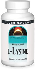 Лизин L-Lysine Source Naturals 500 мг 250 таблеток