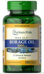 Олія огуречника Borage Oil Puritan's Pride 1000 мг 100 капсул