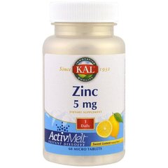 Цинк Zinc KAL лимон 5 мг 60 таблеток