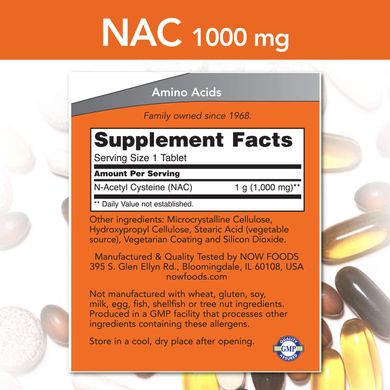 Фотография - Ацетилцистеин NAC N-Acetyl Cysteine Now Foods 1000 мг 120 таблеток