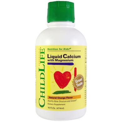 Жидкий кальций и магний для детей Calcium with Magnesium ChildLife апельсин 474 мл