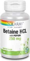 Фотография - Бетаїн HCl + пепсин HCL with Pepsin Solaray 250 мг 180 капсул