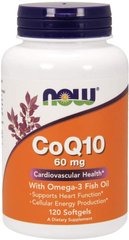 Фотография - Коэнзим Q10 CoQ10 with Omega-3 Now Foods 60 мг 120 капсул