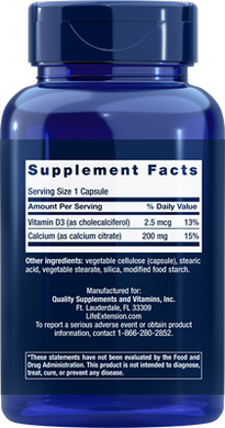 Цитрат кальция с витамином D Calcium Citrate with Vitamin D Life Extension 200 капсул