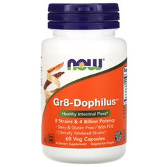 Пробіотики Gr8-Dophilus Now Foods 4 млрд КОЕ 60 капсул