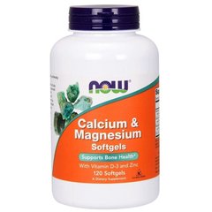 Кальций и магний с витамином D3 и цинком Calcium & Magnesium with Vitamin D-3 and Zinc Now Foods 120 капсул